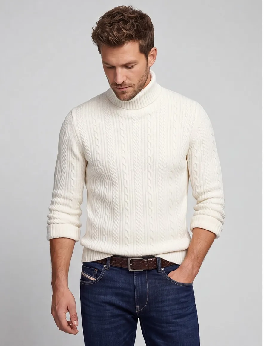 Cavallaro Mergio coltrui creme gebreid katoen