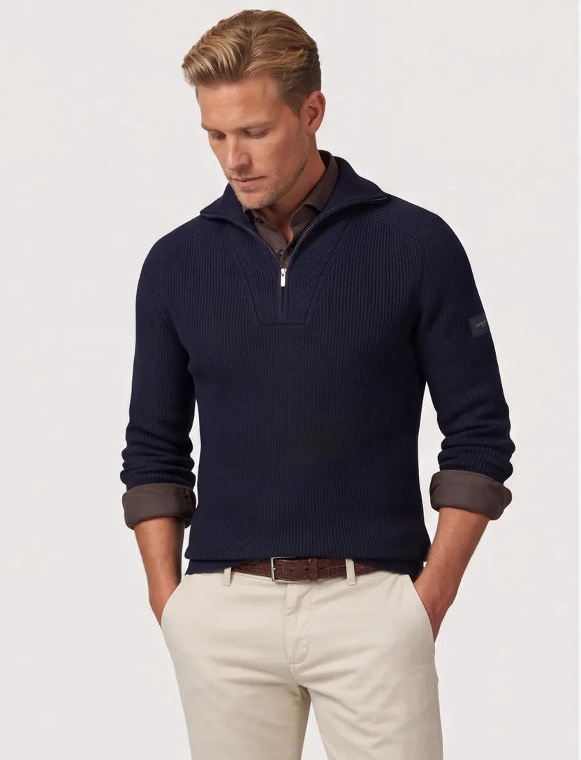Cavallaro half zip pullover donkerblauw