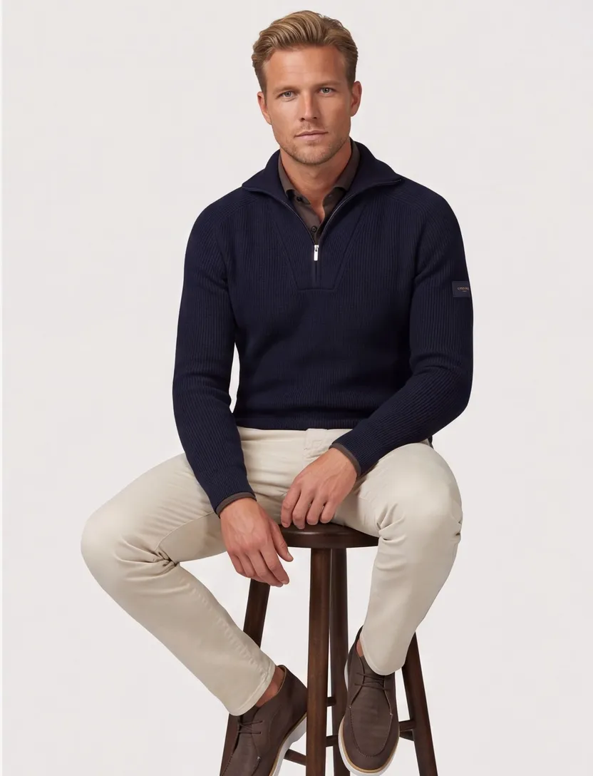 Cavallaro half zip pullover donkerblauw