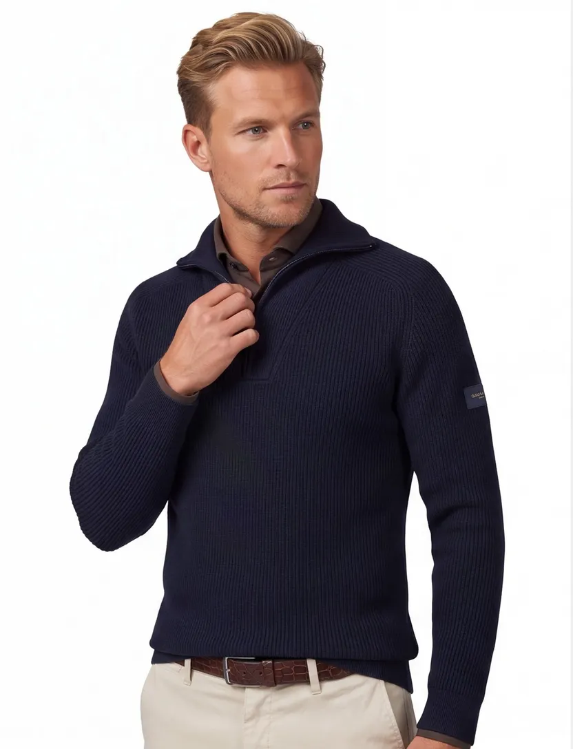 Cavallaro half zip pullover donkerblauw