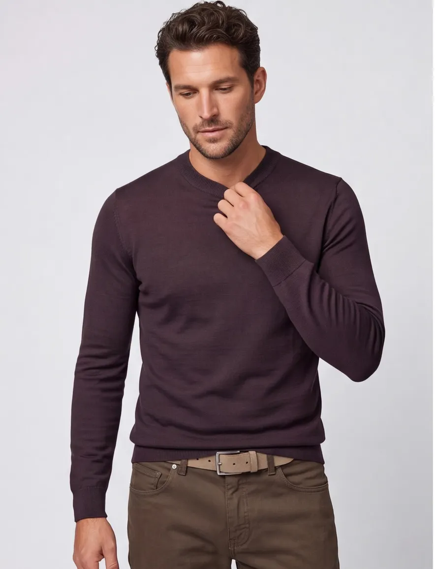 Cavallaro trui aubergine effen Milacio turtle neck