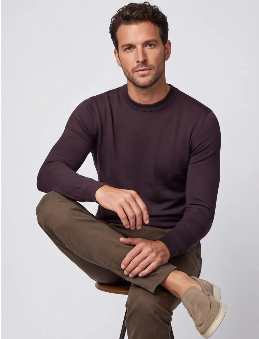 Cavallaro trui aubergine effen Milacio turtle neck