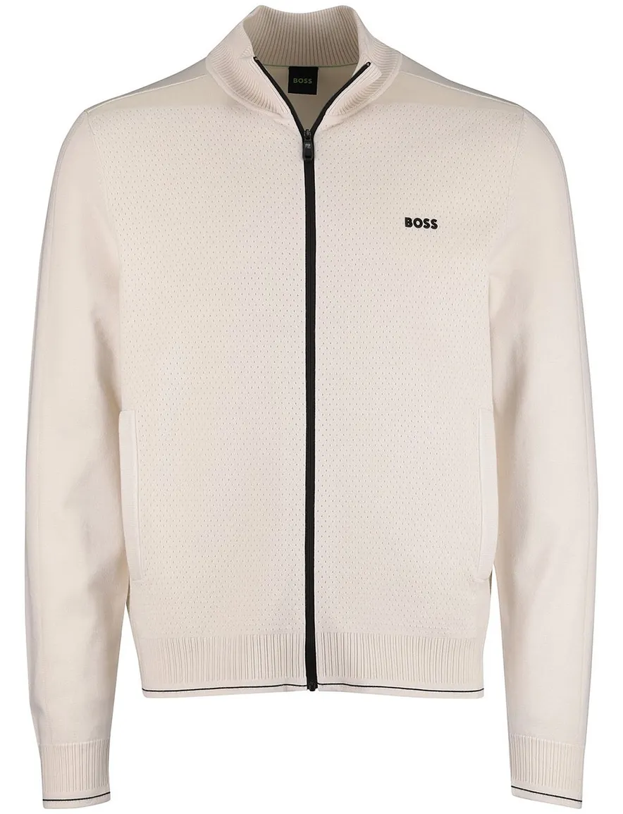 Boss Green vest beige zwarte rits