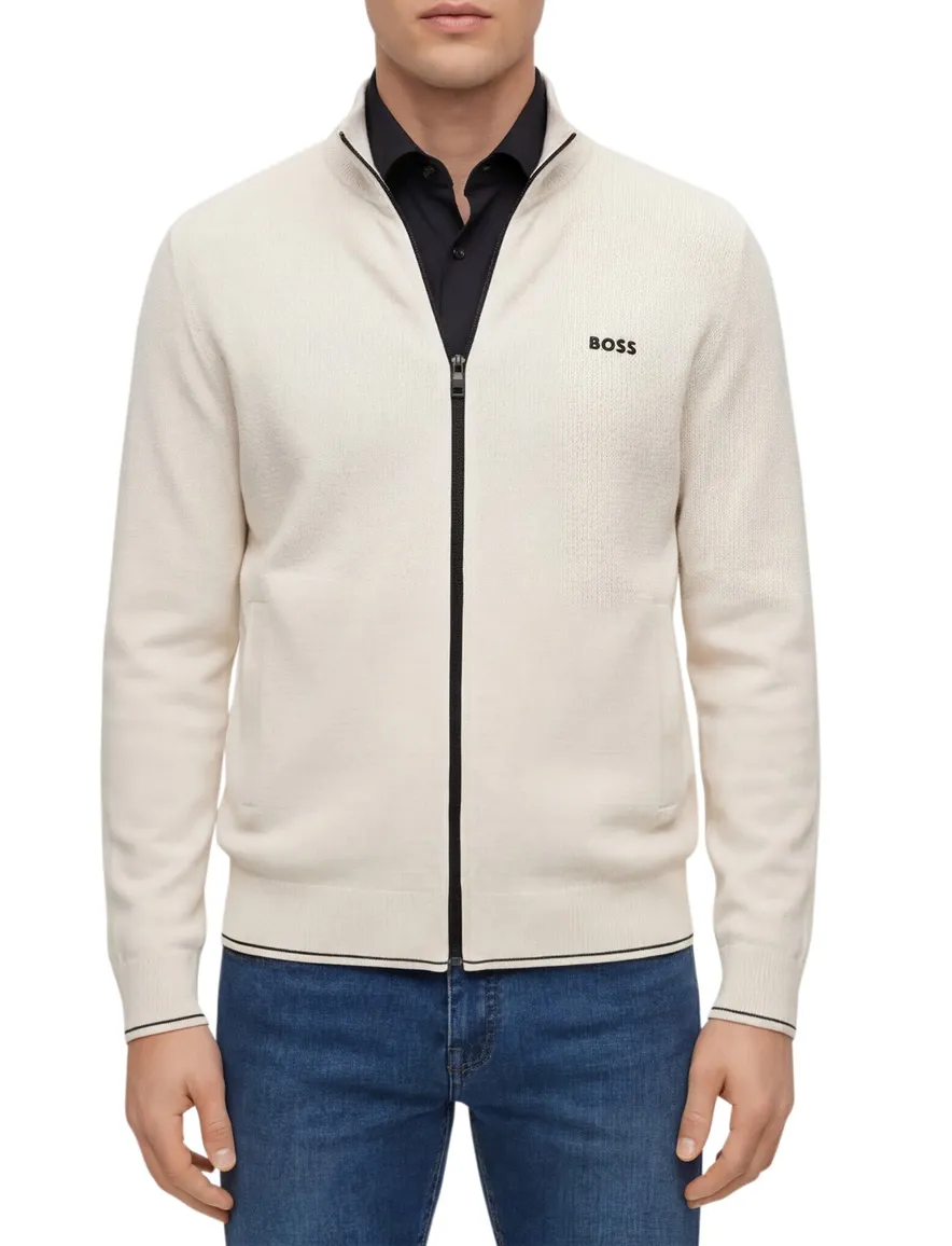Boss Green vest beige zwarte rits