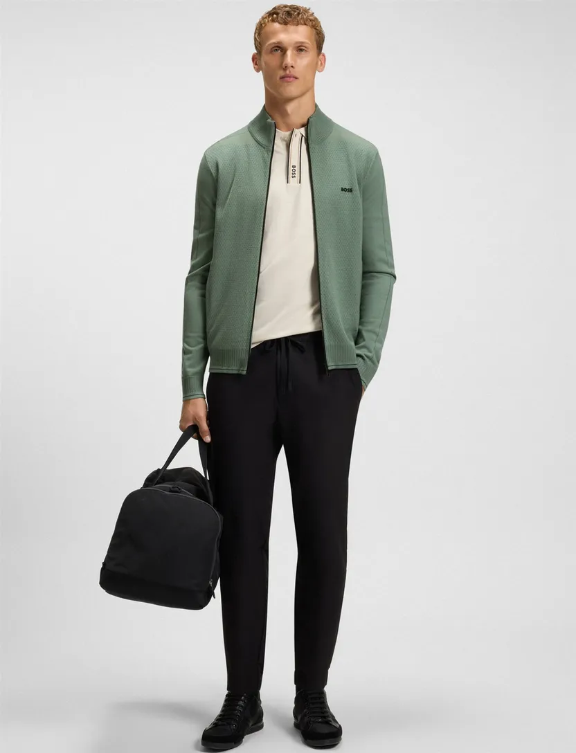 Boss Green vest turquoise viscose effen zonder capuchon