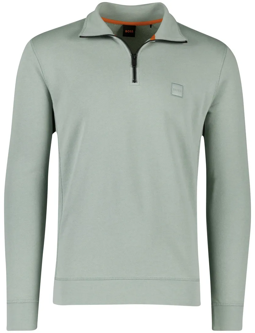 Boss Orange normale fit trui half zip groen