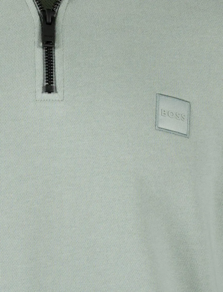 BOSS Orange Zetrust half zip trui groen