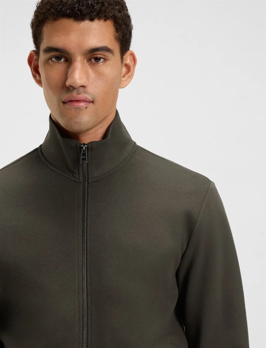 Boss Black H-sheperd vest donkergroen katoen normale fit