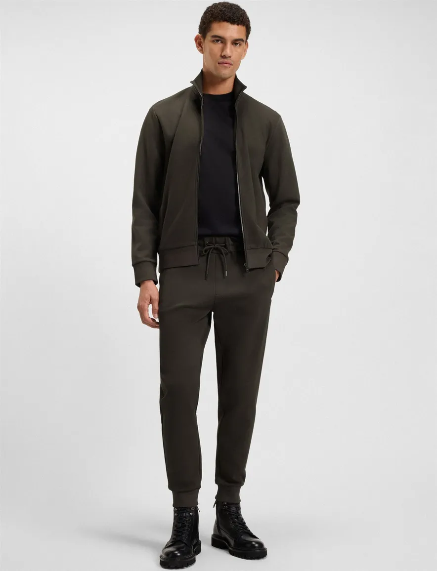 Boss Black H-sheperd donkergroen vest katoen normale fit