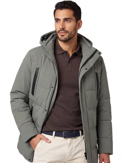 Hugo Boss Boss Green winterjas effen groen normale fit capuchon