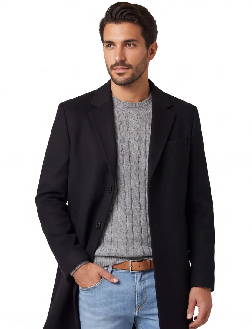 BOSS Black manteljas H-Jared zwart met knopen