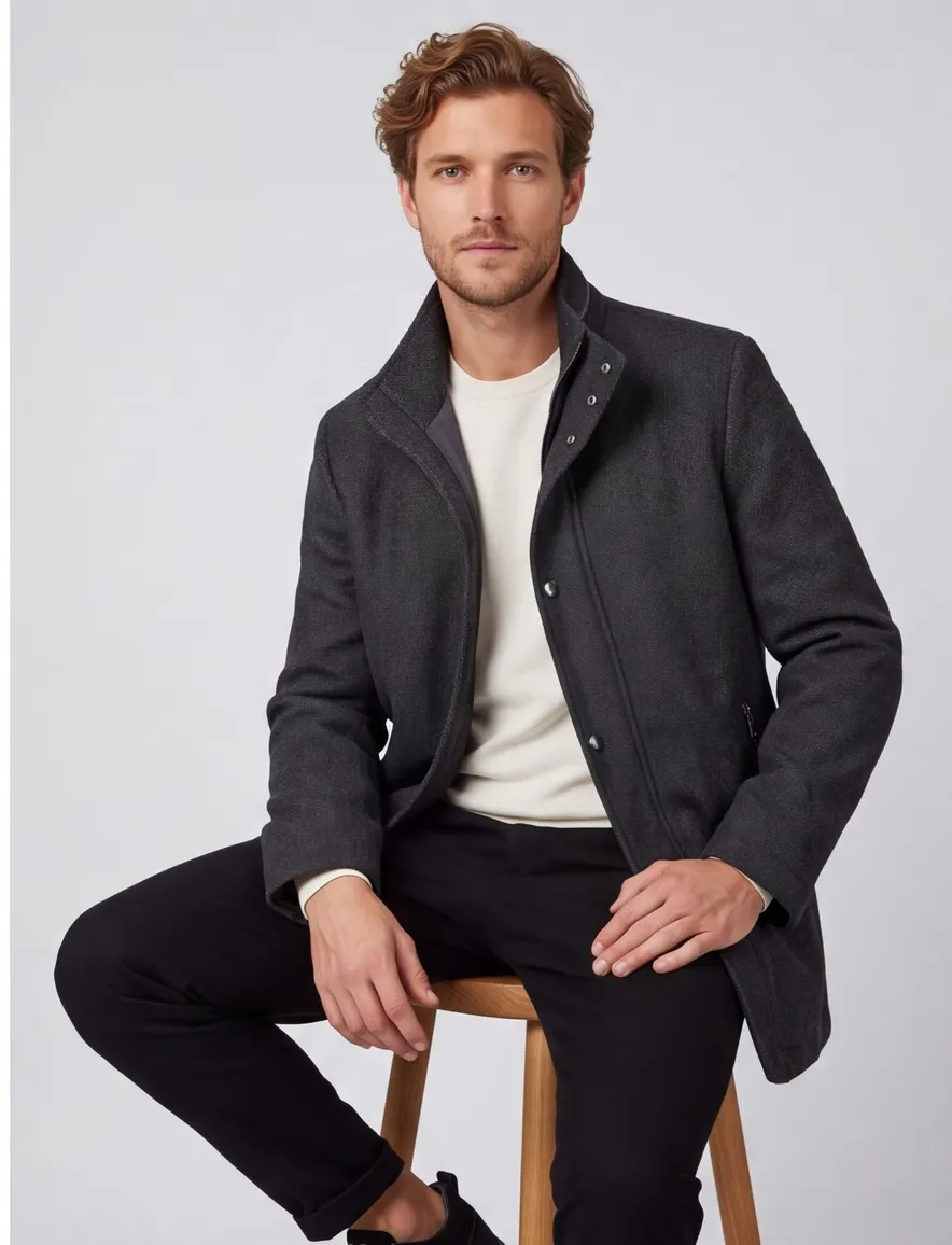 Wollen manteljas BOSS Black H-Camron grijs navy