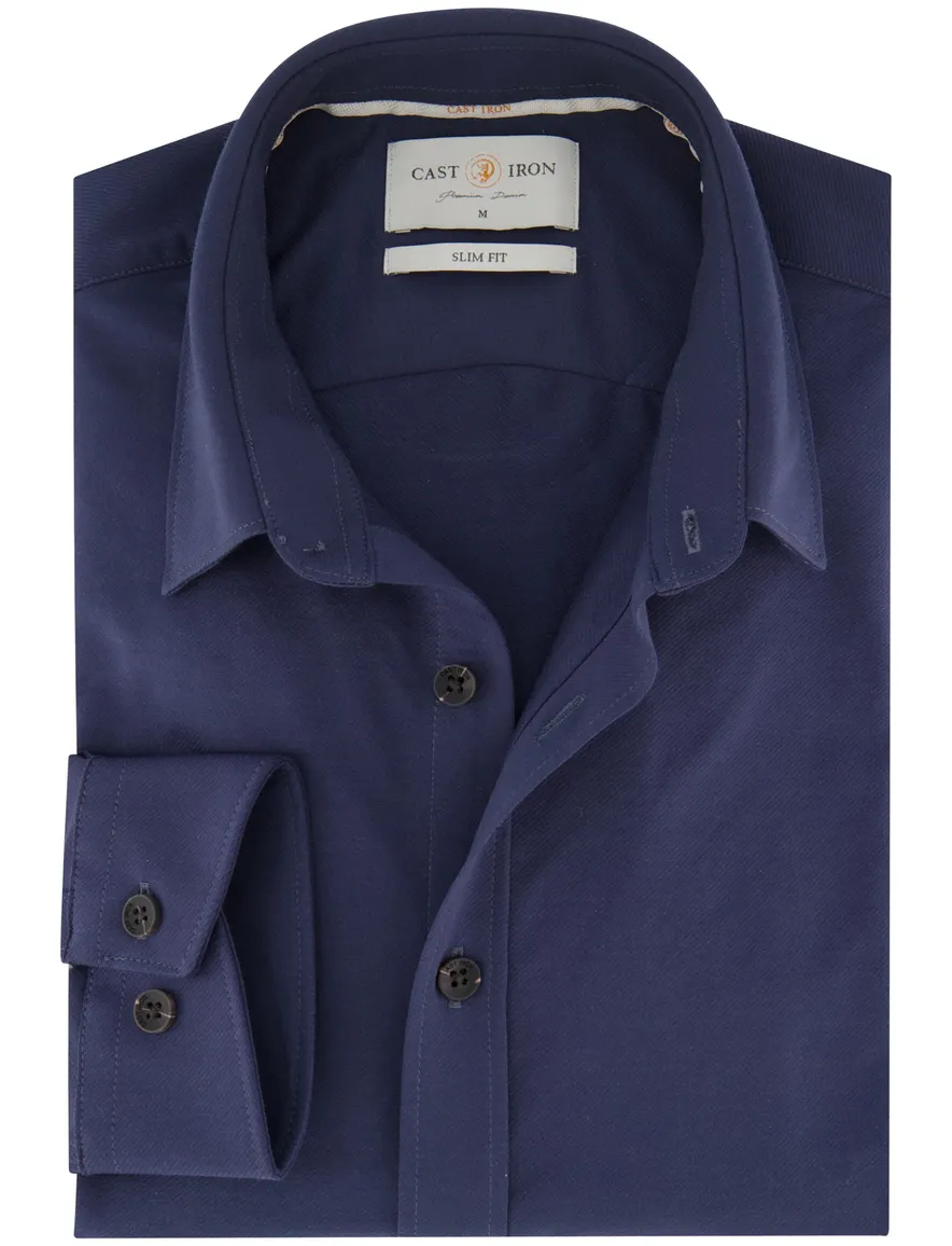 Cast Iron overhemd donkerblauw effen slim fit