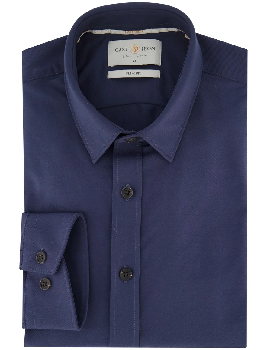 Cast Iron overhemd donkerblauw effen slim fit