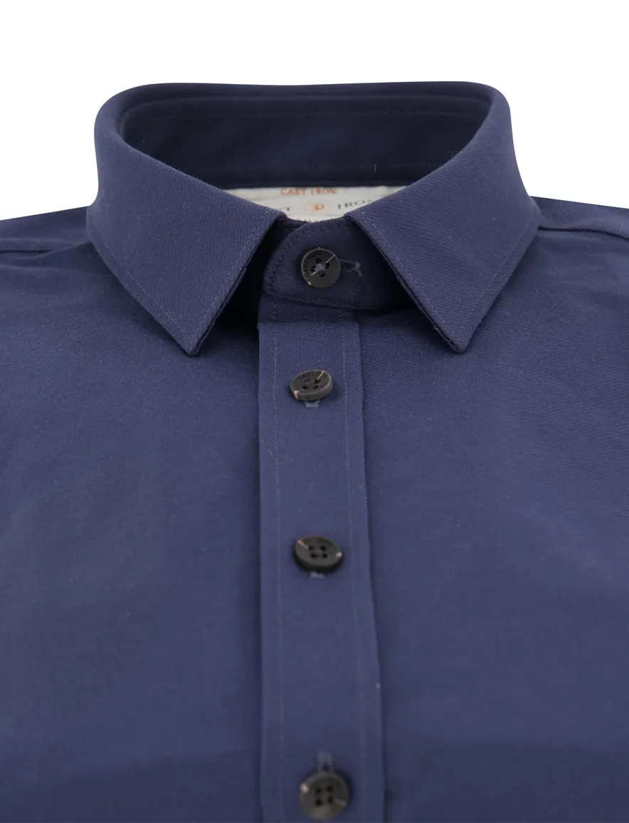 Cast Iron overhemd donkerblauw effen slim fit