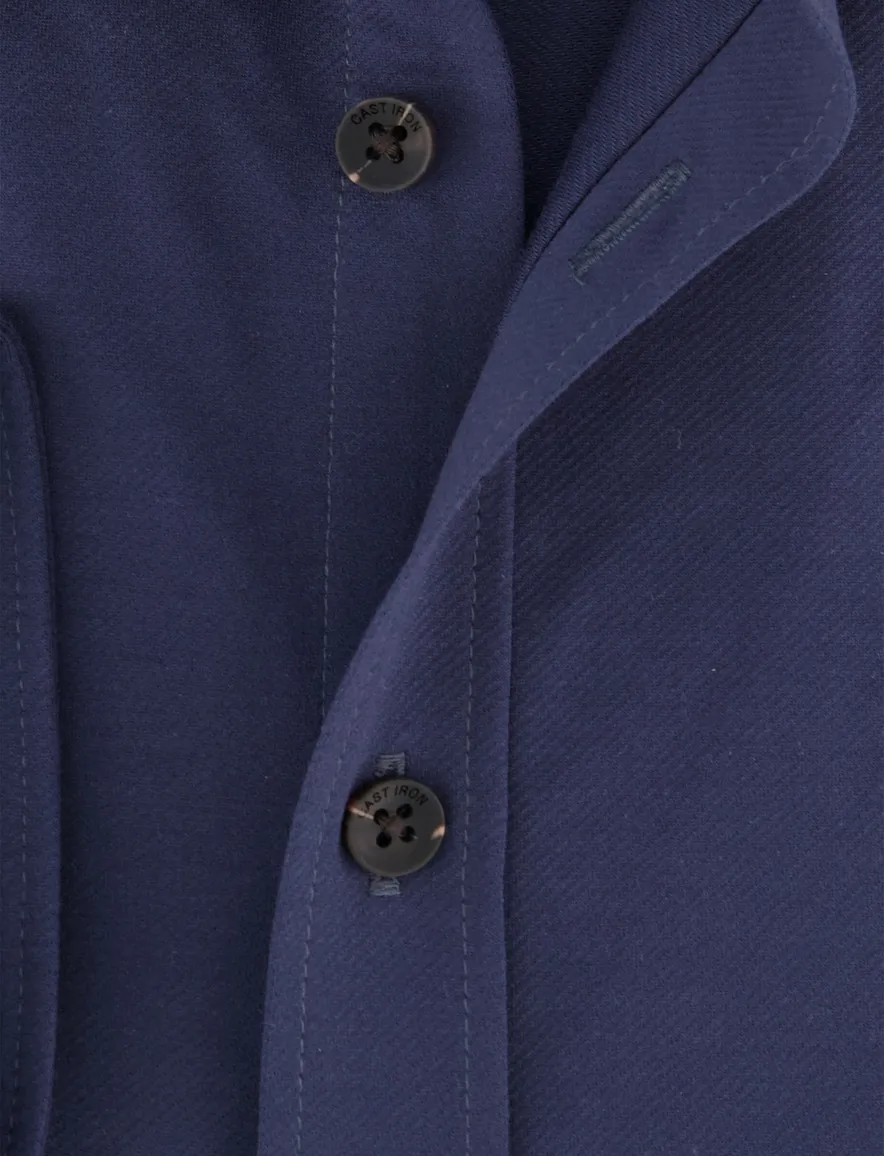Cast Iron overhemd donkerblauw effen slim fit katoen