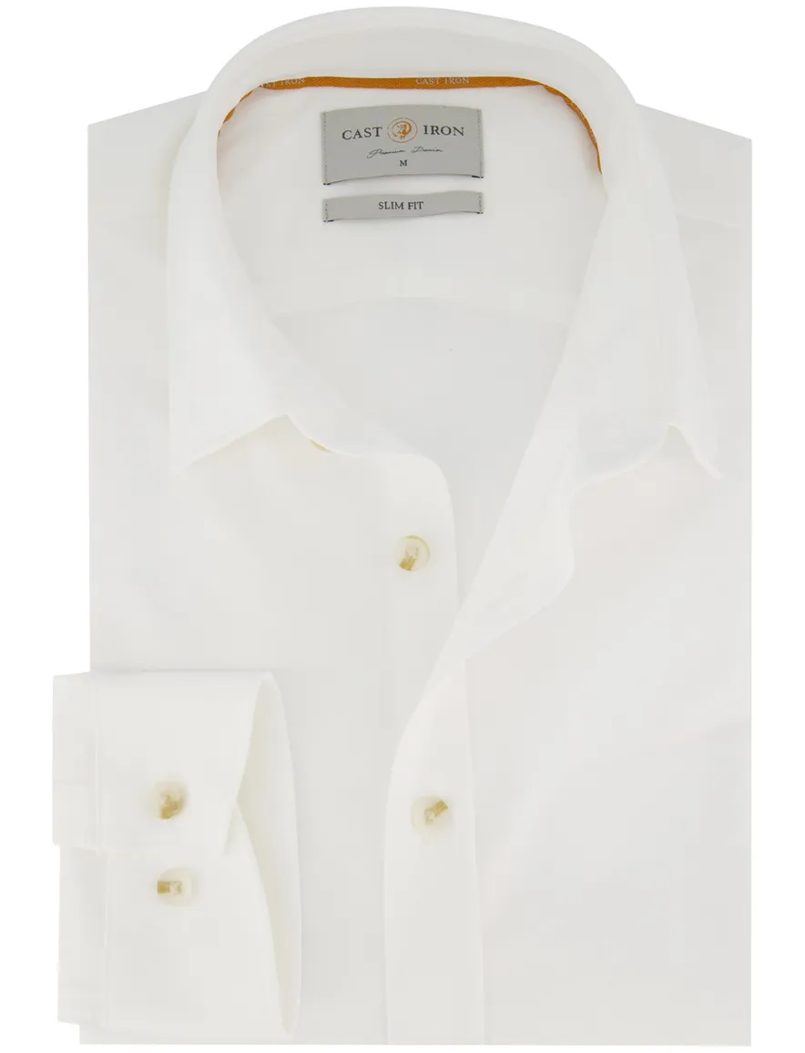 Cast Iron casual overhemd wit slim fit katoen