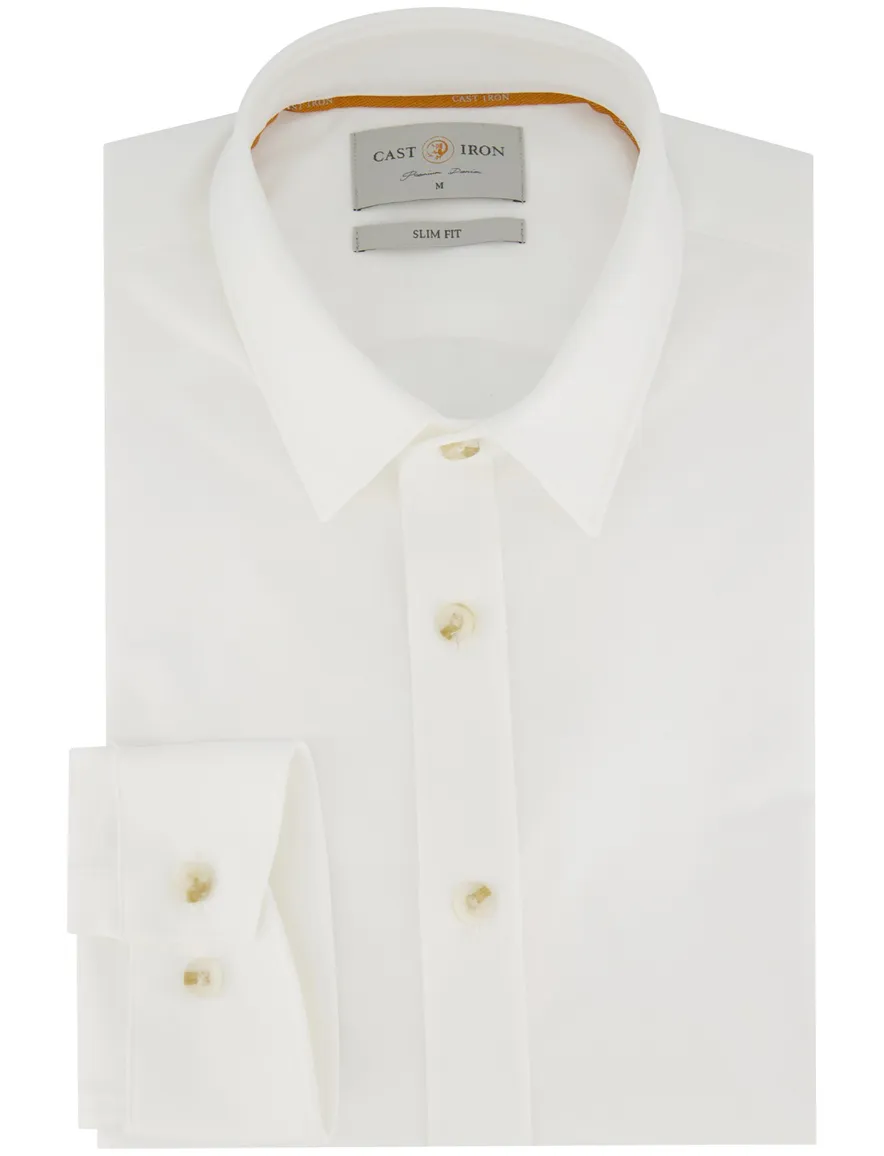 Cast Iron casual overhemd wit slim fit katoen
