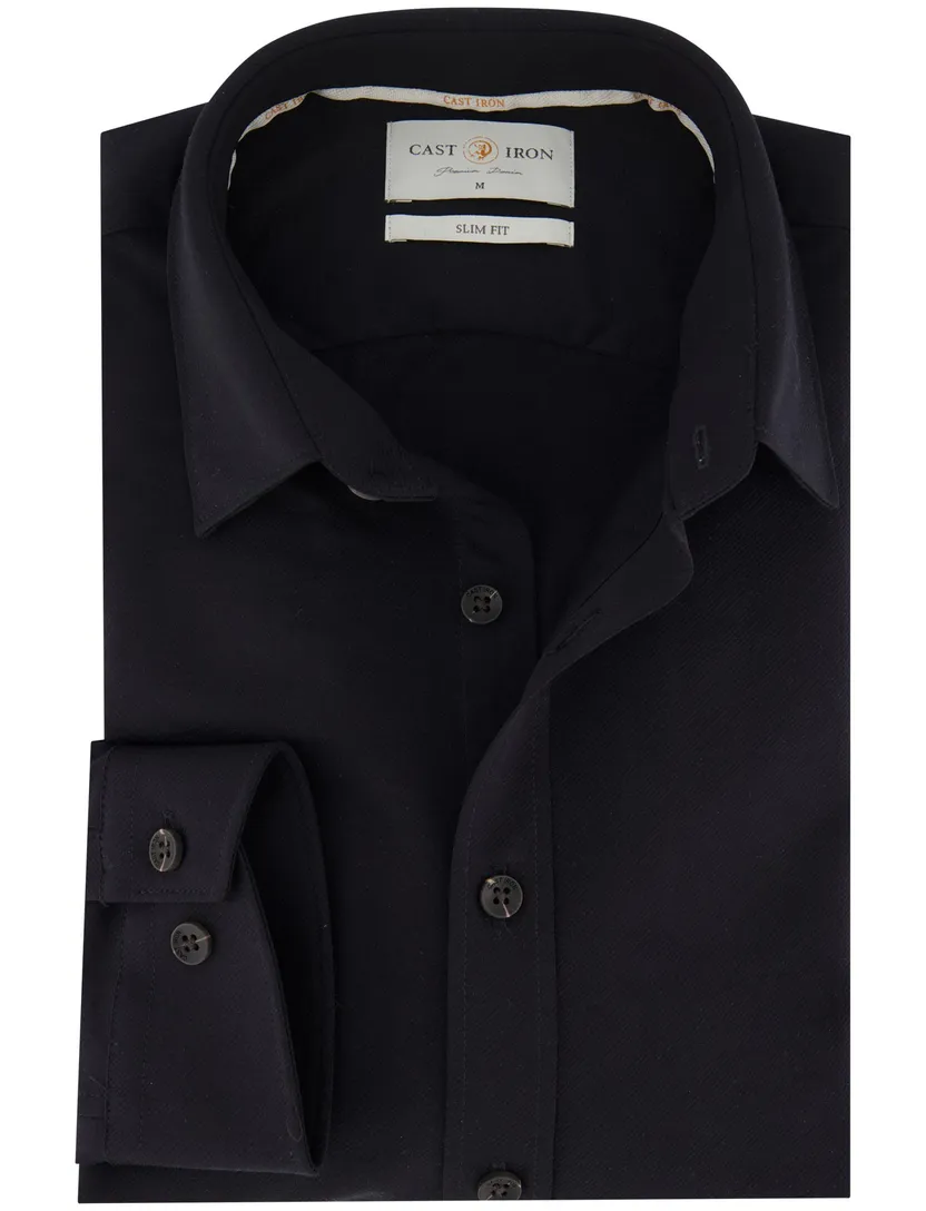 Cast Iron casual overhemd zwart slim fit