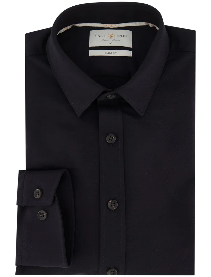 Cast Iron casual overhemd zwart slim fit
