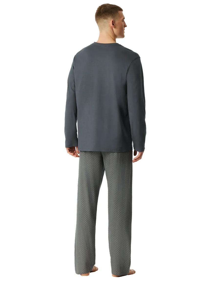 Schiesser pyjama set jersey katoen geprint lange mouw blauw