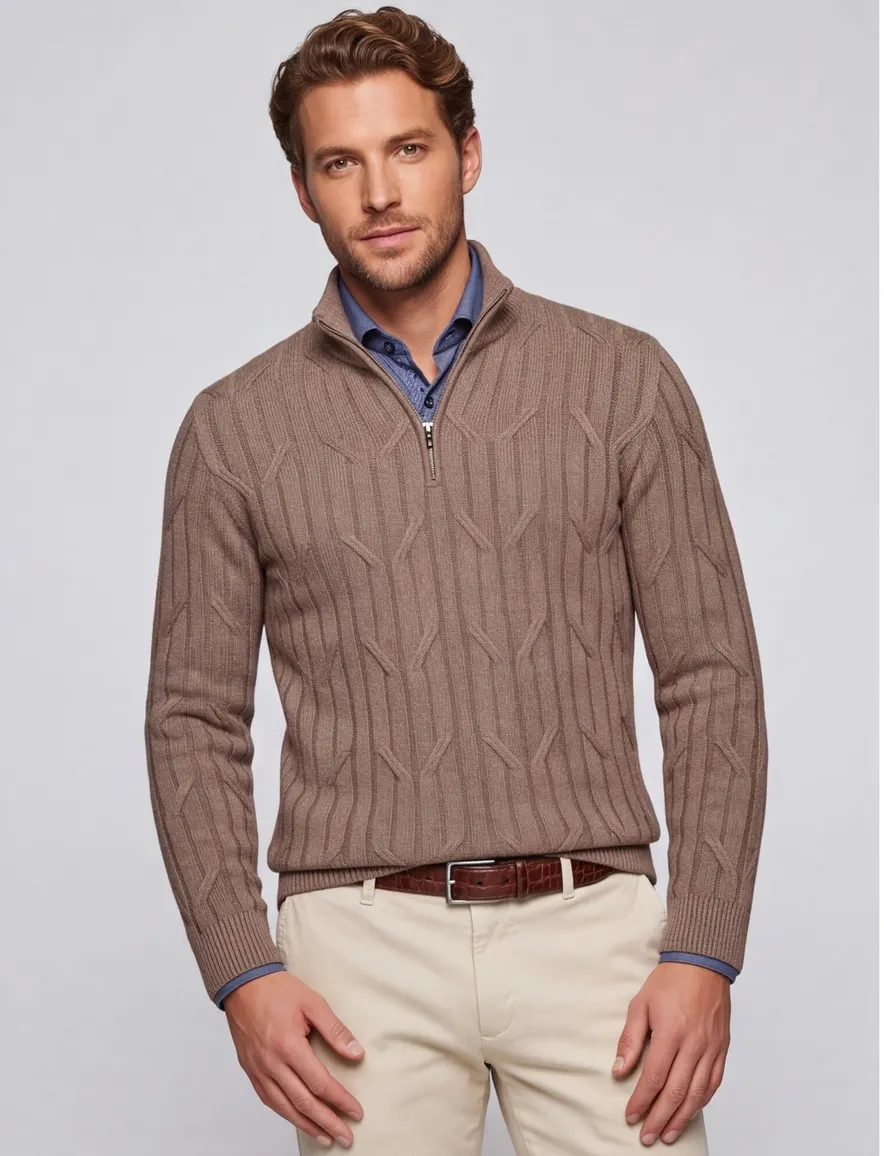 Cavallaro Organto half zip pullover bruin