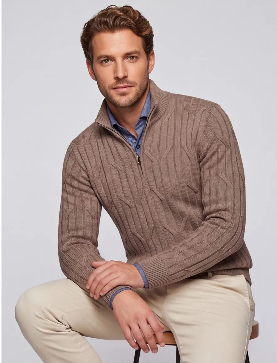 Cavallaro Organto half zip pullover bruin
