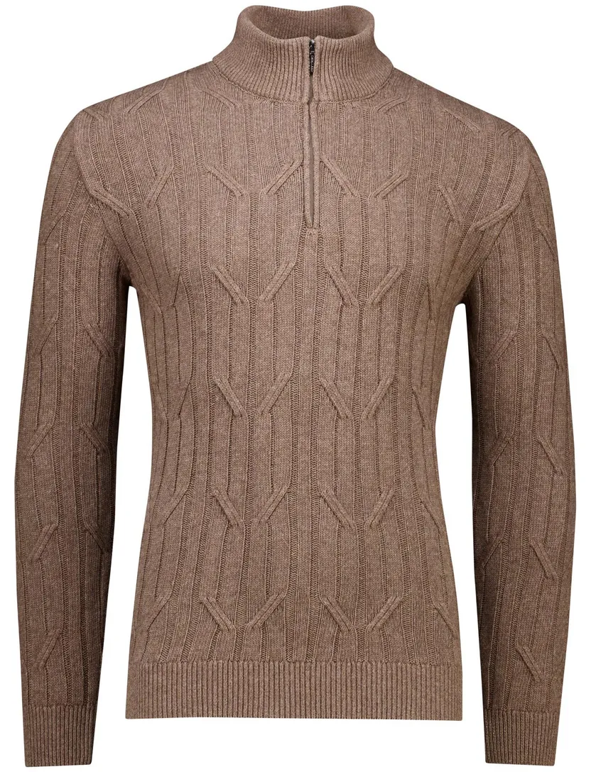 Cavallaro pullover half zip bruin katoen
