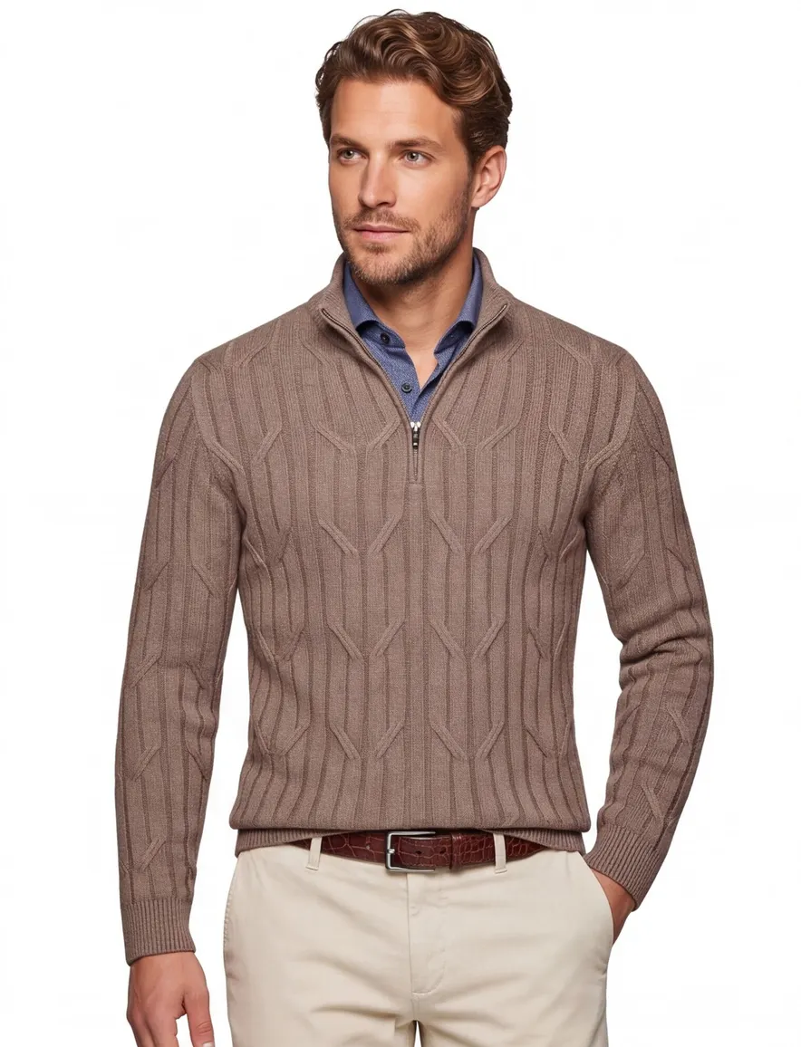 Cavallaro Organto half zip pullover bruin