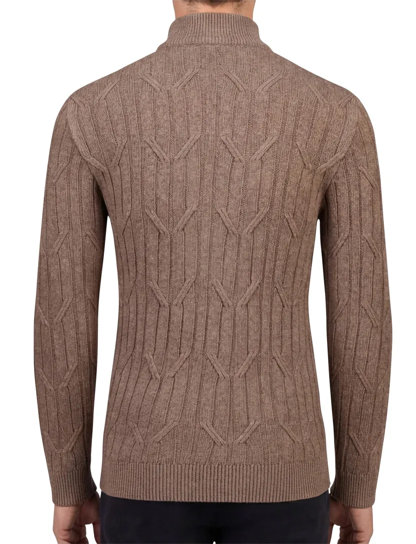 Cavallaro pullover half zip bruin katoen