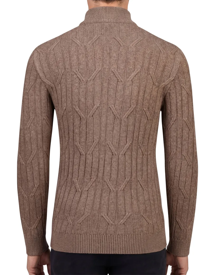 Katoenen half zip pull over effen bruin Cavallaro