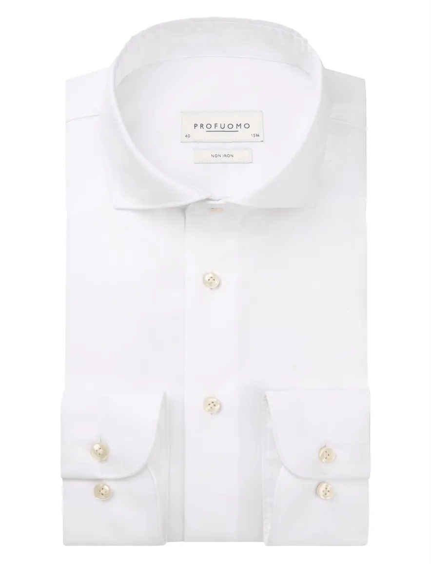 Profuomo Wit two ply twill overhemd