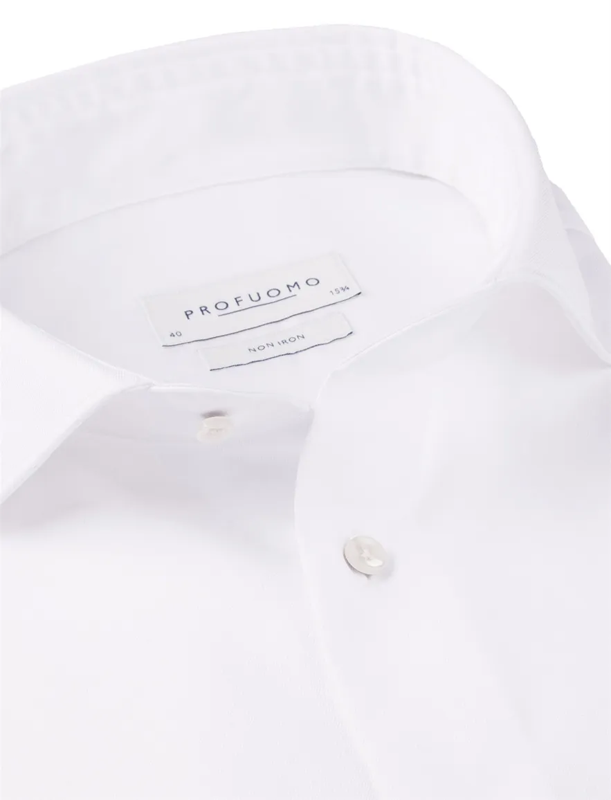 Profuomo Wit two ply twill overhemd