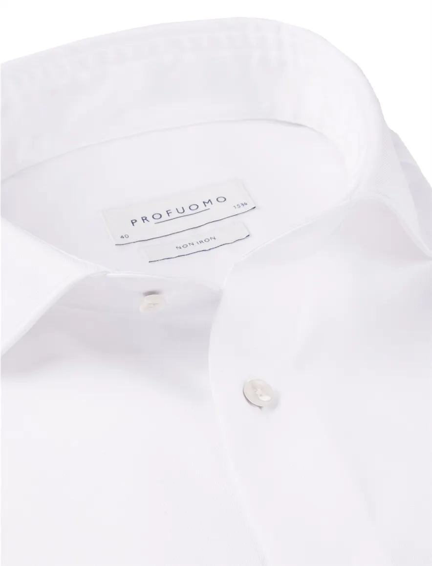 Profuomo Wit two ply twill overhemd