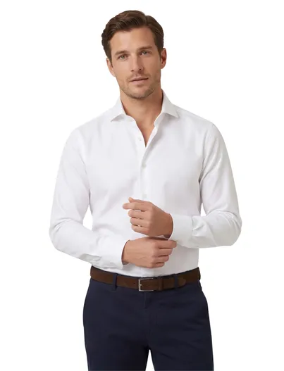 Profuomo Profuomo Wit two ply twill overhemd strijkvrij