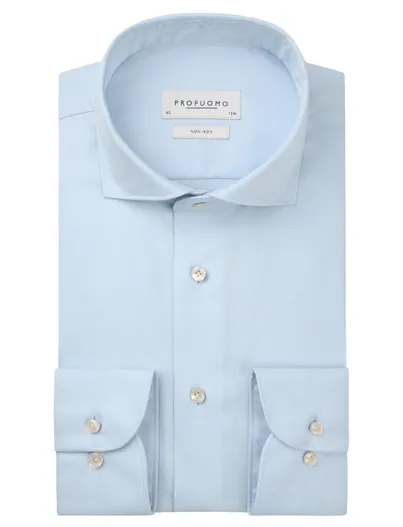 Profuomo Profuomo blauw two ply twill overhemd effen
