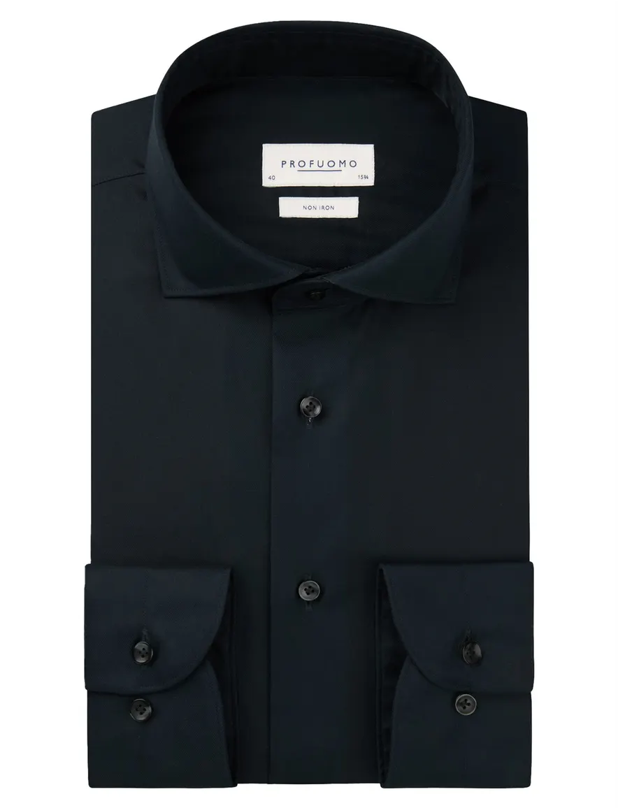 Profuomo navy two ply twill overhemd slim fit