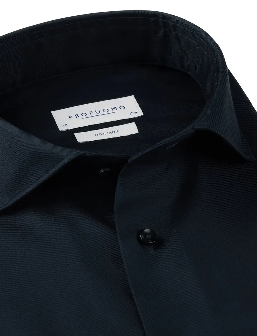 Profuomo navy two ply twill overhemd slim fit