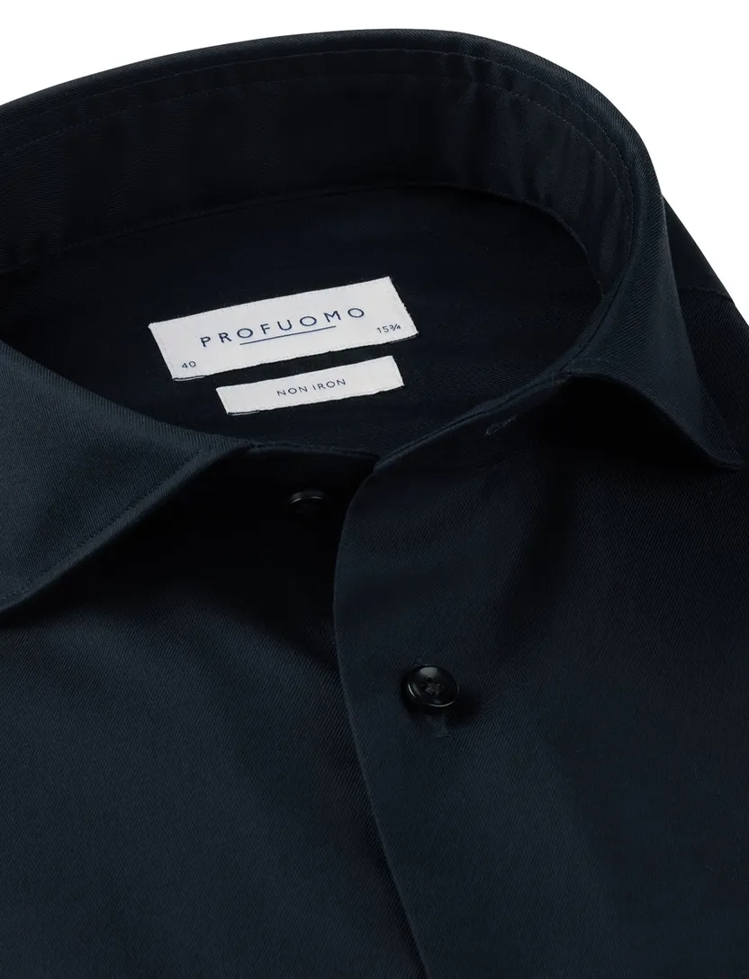 Profuomo navy two ply twill overhemd strijkvrij