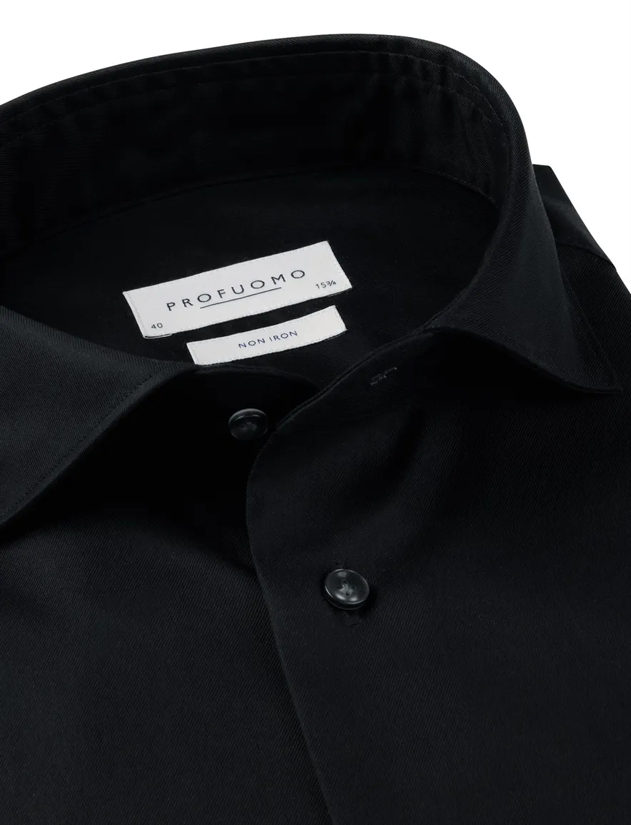 Profuomo zwart two ply twill overhemd