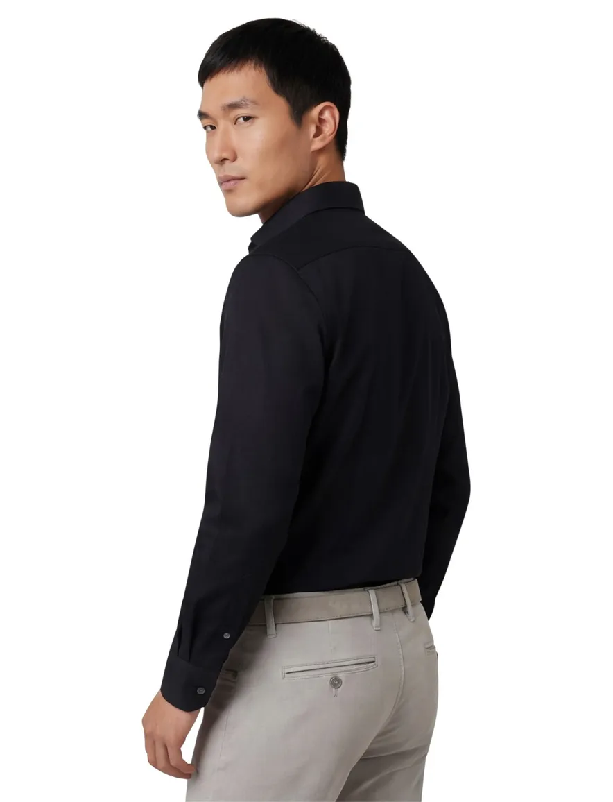 Profuomo zwart two ply twill overhemd