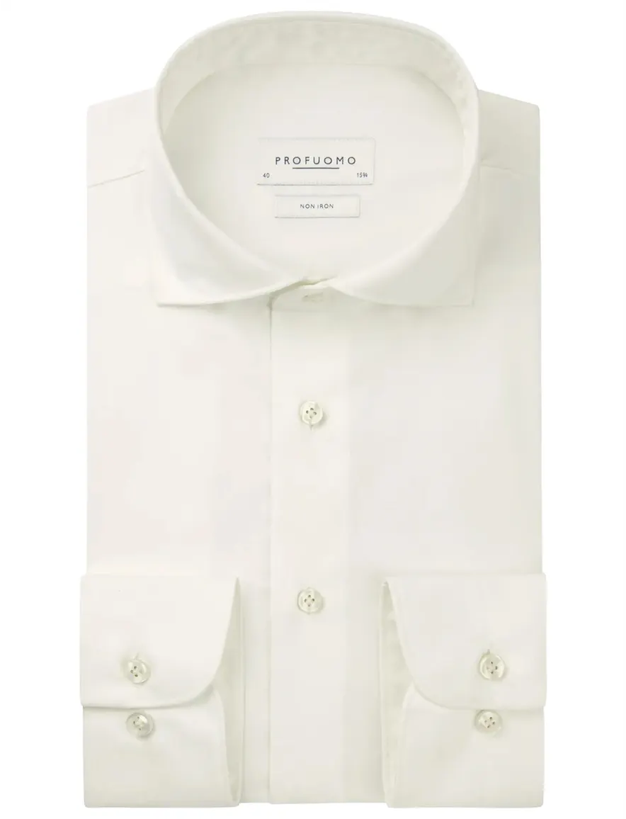 Profuomo overhemd off white wit strijkvrij