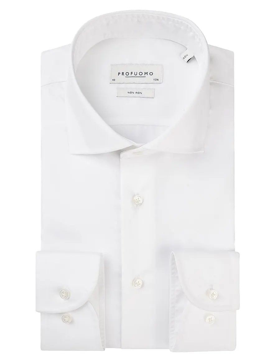 Profuomo wit two ply twill overhemd ml7