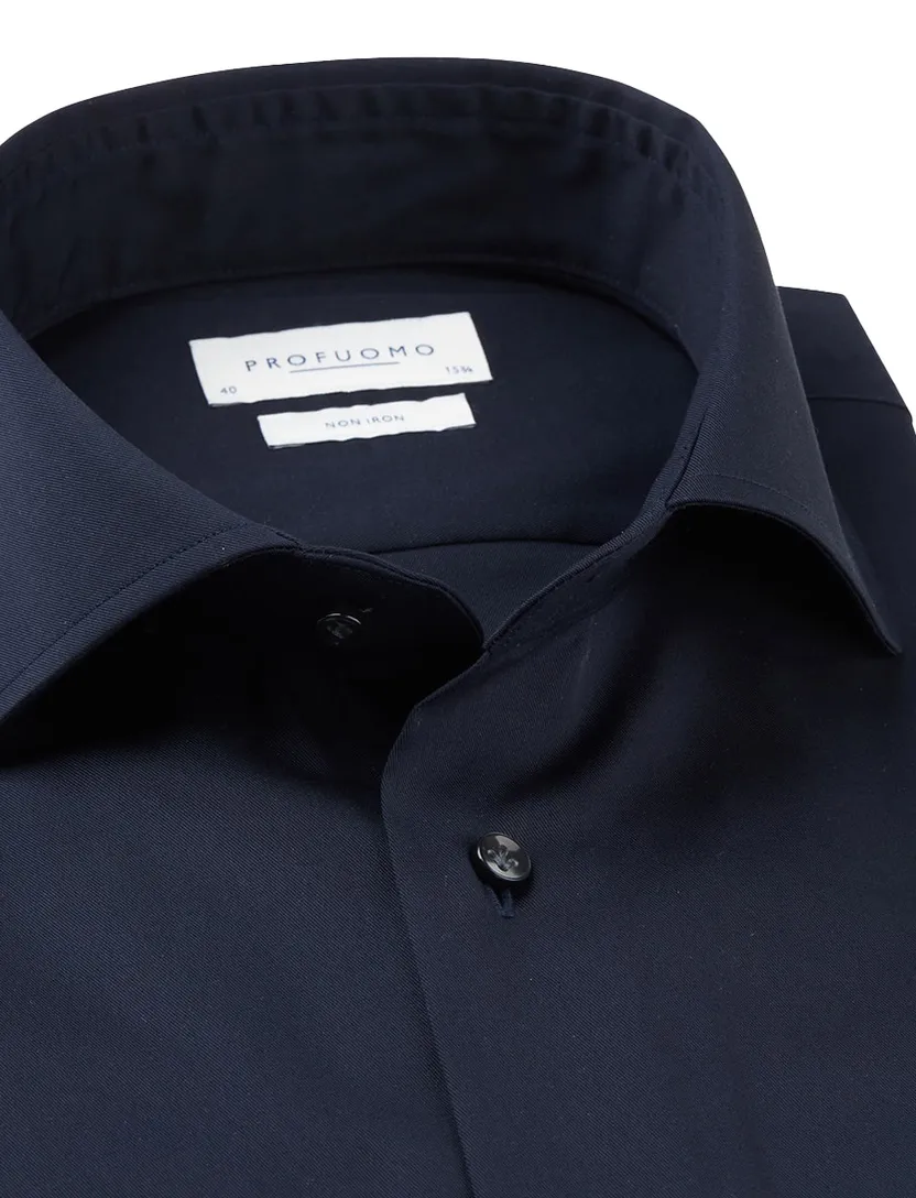 Profuomo Navy two ply twill overhemd ml7 strijkvrij