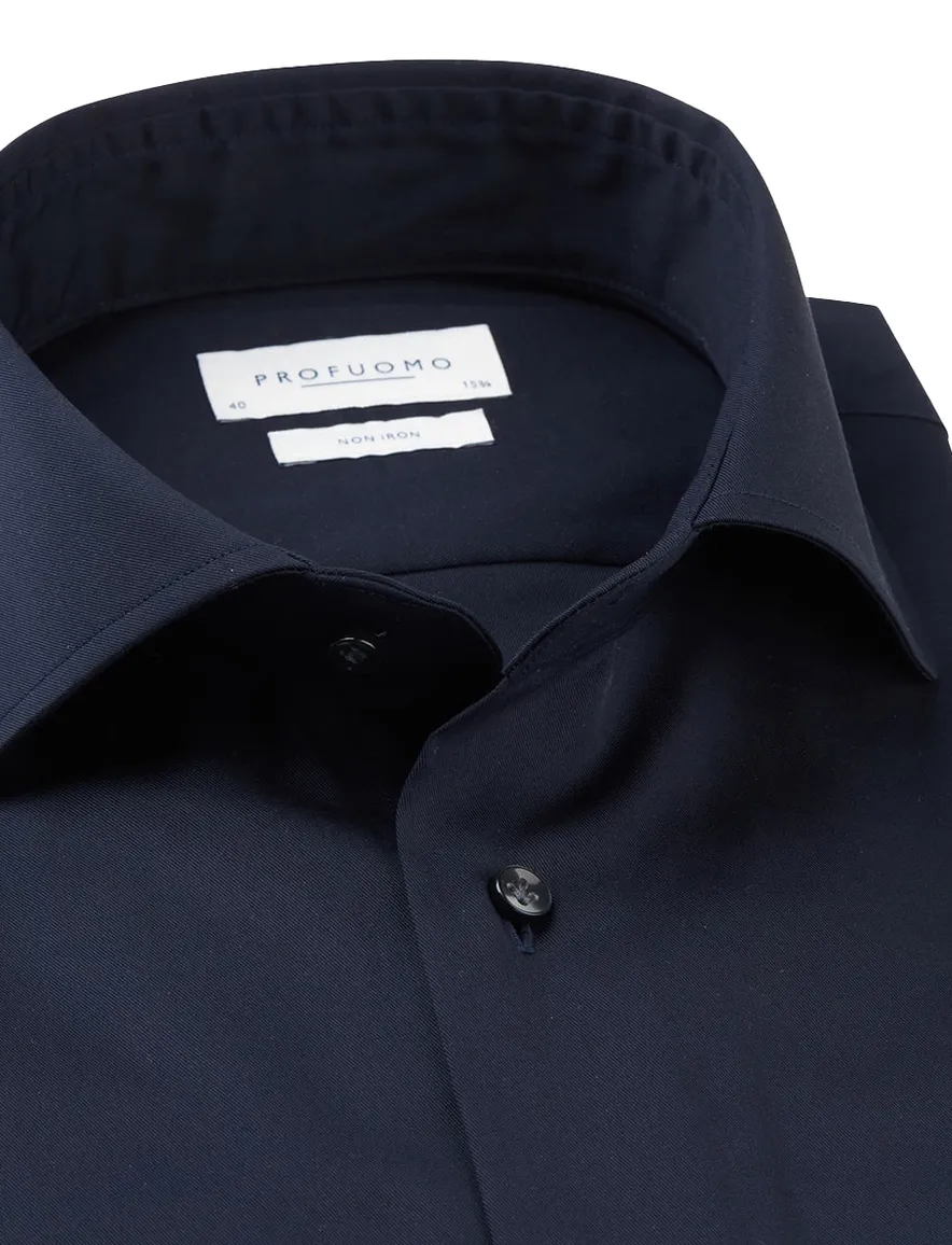 Profuomo Navy two ply twill overhemd ml7