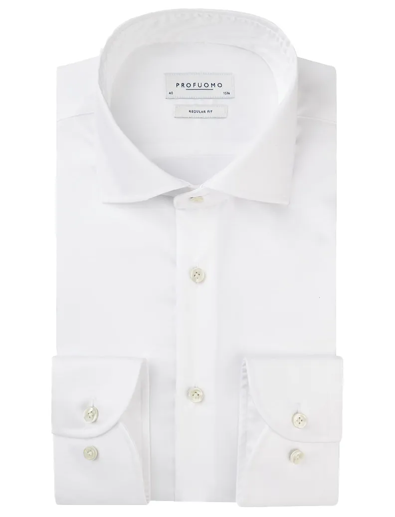 Profuomo wit two ply twill overhemd regular fit