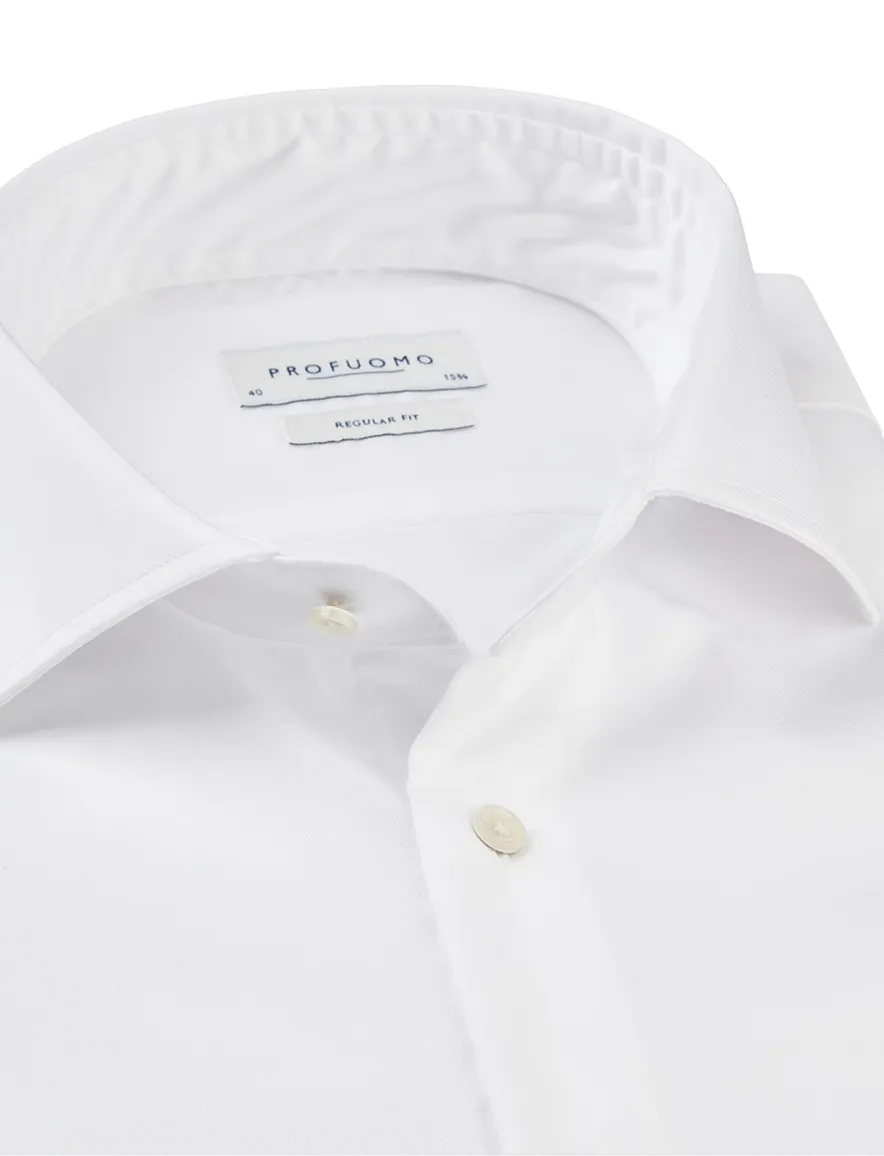 Profuomo wit two ply twill overhemd regular fit