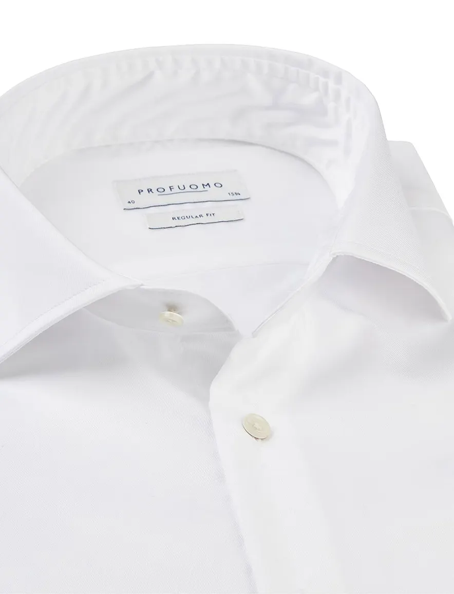 Profuomo wit two ply twill overhemd regular fit