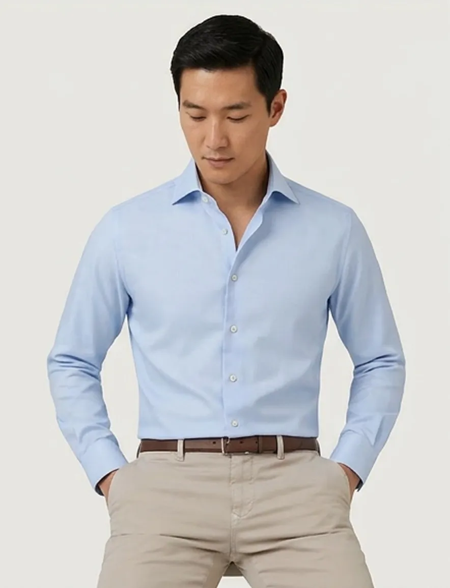 Profuomo Blauw two ply twill overhemd