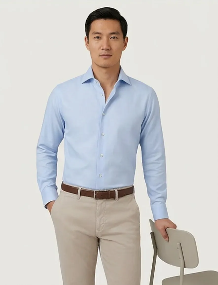 Profuomo Blauw two ply twill overhemd